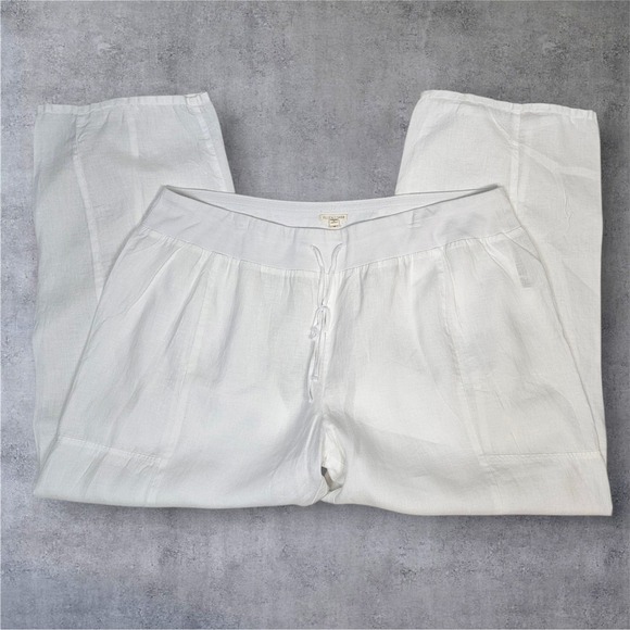 Eileen Fisher Organic Linen Pants Drawstring Waist Wide‎ Leg White Size 3X O47 - Picture 1 of 7